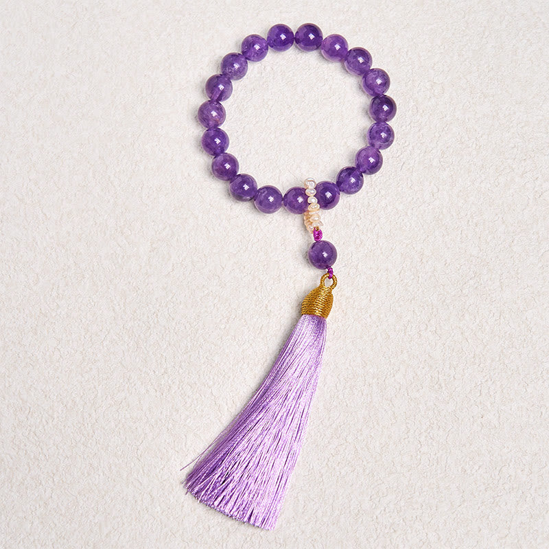 Wear FengShui Natural Amethyst Beads Meditation Tassels Bracelet