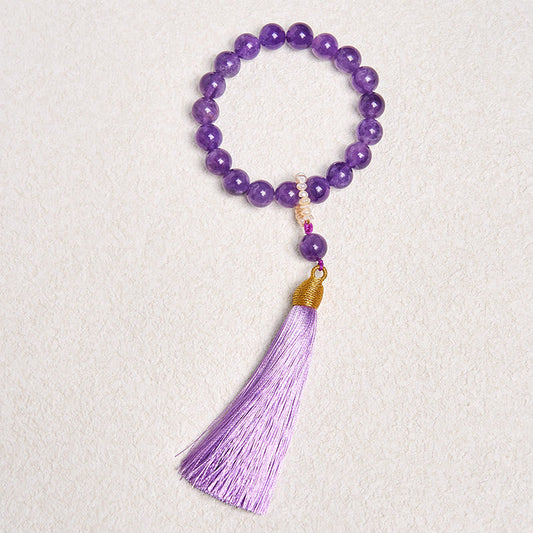Wear FengShui Natural Amethyst Beads Meditation Tassels Bracelet