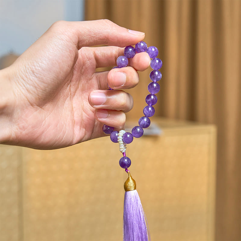 Wear FengShui Natural Amethyst Beads Meditation Tassels Bracelet