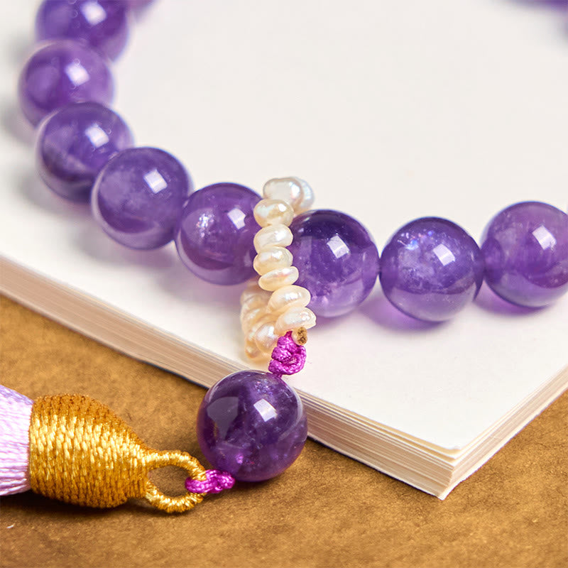 Wear FengShui Natural Amethyst Beads Meditation Tassels Bracelet