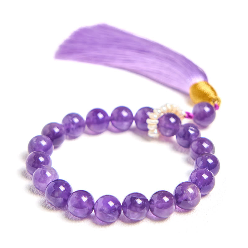 Wear FengShui Natural Amethyst Beads Meditation Tassels Bracelet
