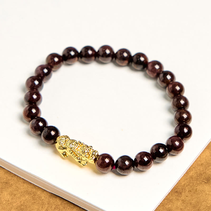 Wear FengShui Natural Garnet Beads PiXiu Protection Bracelet