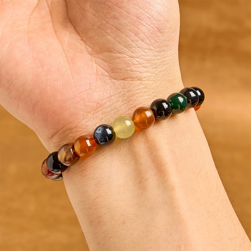 Wear FengShui Natural Colorful Chalcedony Agate Harmony Bracelet