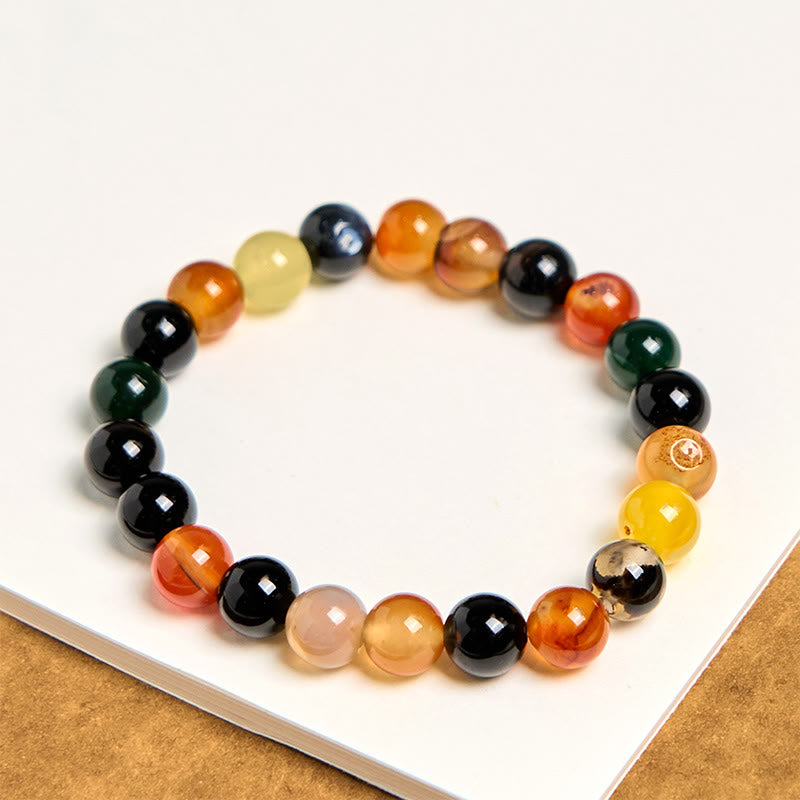 Wear FengShui Natural Colorful Chalcedony Agate Harmony Bracelet