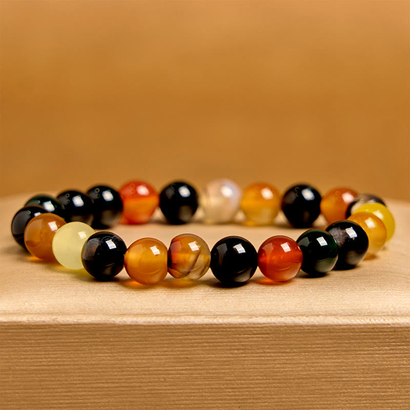 Wear FengShui Natural Colorful Chalcedony Agate Harmony Bracelet