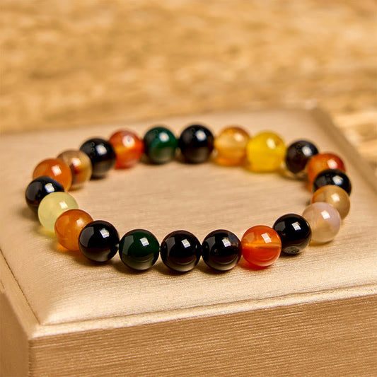 Wear FengShui Natural Colorful Chalcedony Agate Harmony Bracelet