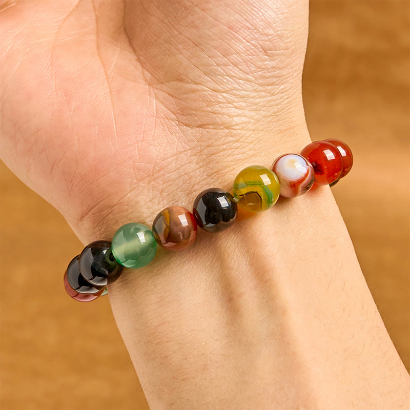Wear FengShui Natural Colorful Chalcedony Agate Harmony Bracelet