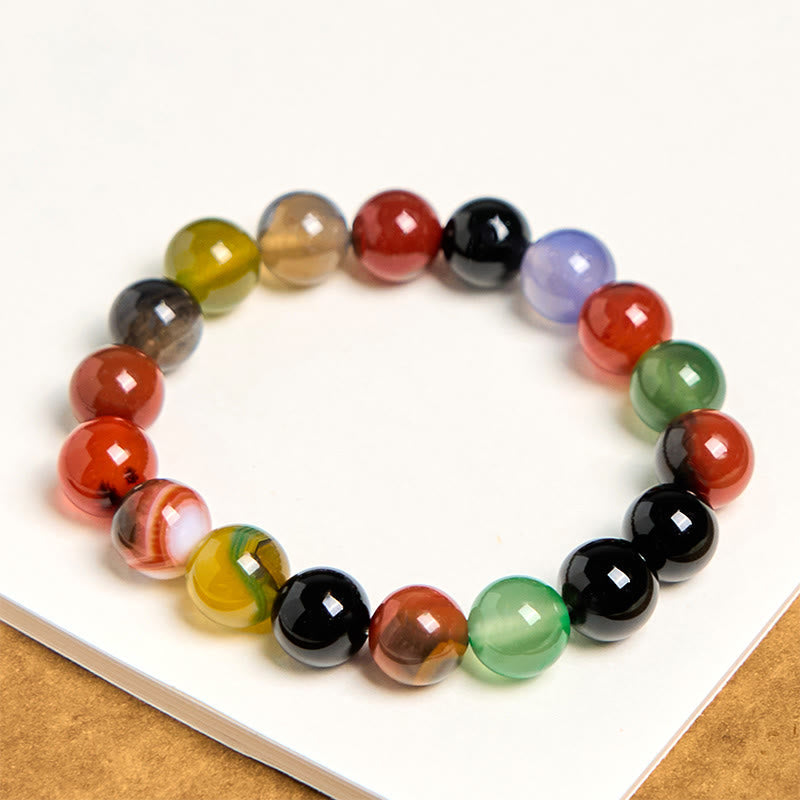 Wear FengShui Natural Colorful Chalcedony Agate Harmony Bracelet