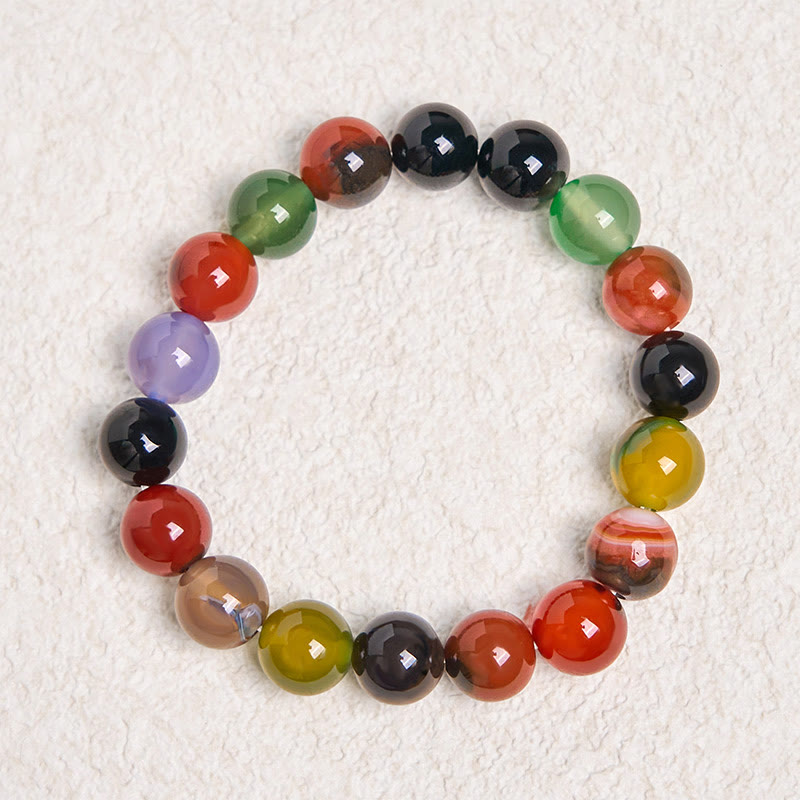 Wear FengShui Natural Colorful Chalcedony Agate Harmony Bracelet