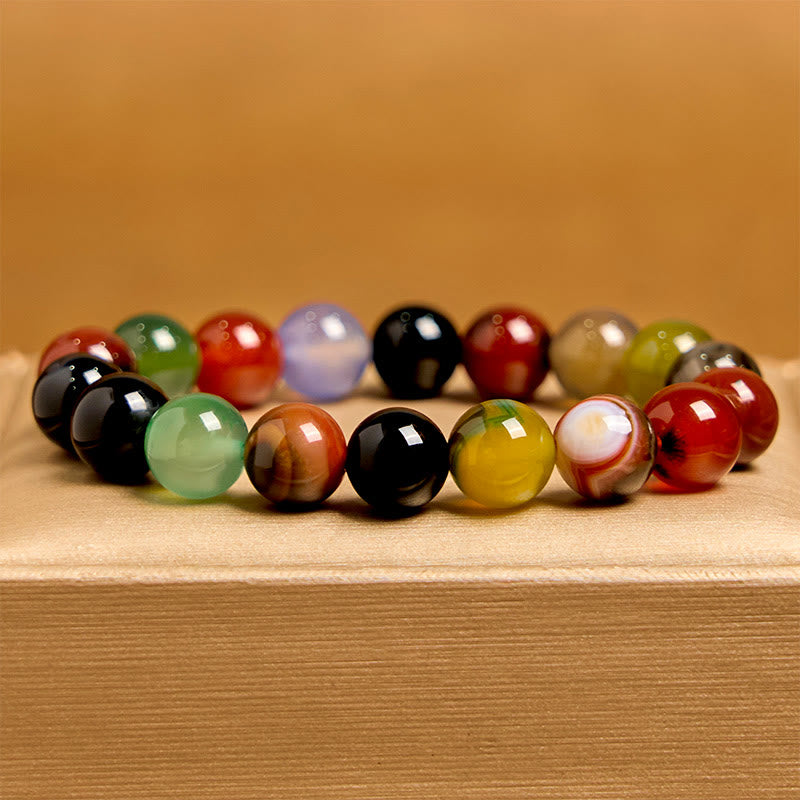 Wear FengShui Natural Colorful Chalcedony Agate Harmony Bracelet