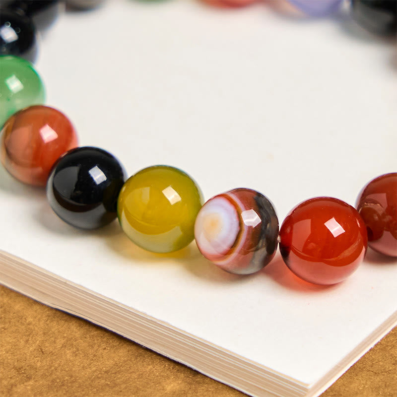 Wear FengShui Natural Colorful Chalcedony Agate Harmony Bracelet