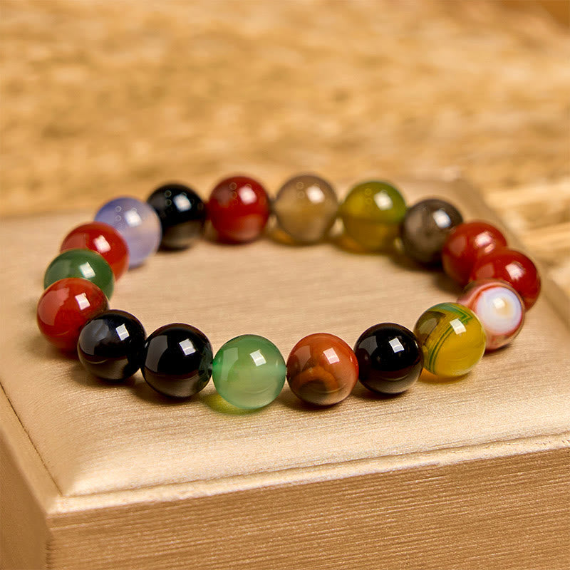 Wear FengShui Natural Colorful Chalcedony Agate Harmony Bracelet