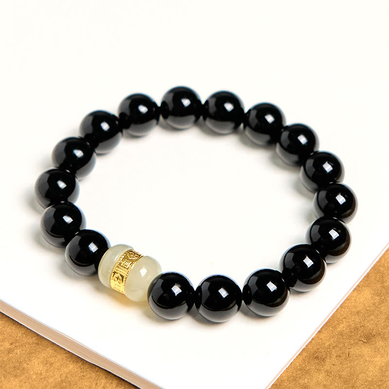 Wear FengShui Natural Black Onyx Jade Support Bracelet