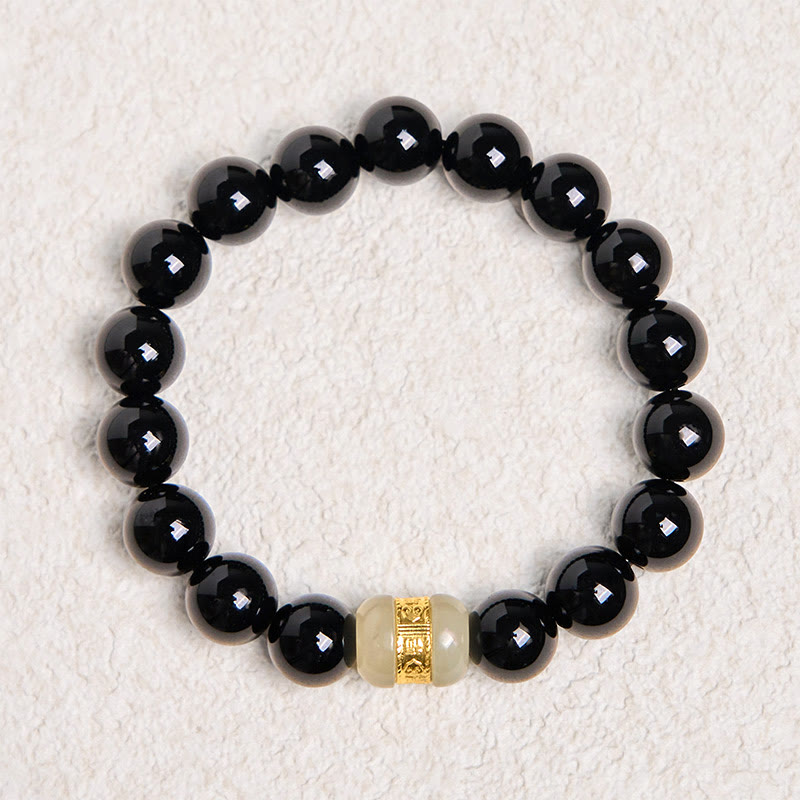 Wear FengShui Natural Black Onyx Jade Support Bracelet