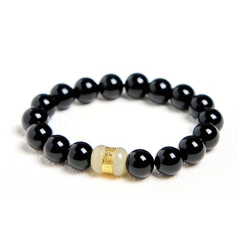 Wear FengShui Natural Black Onyx Jade Support Bracelet