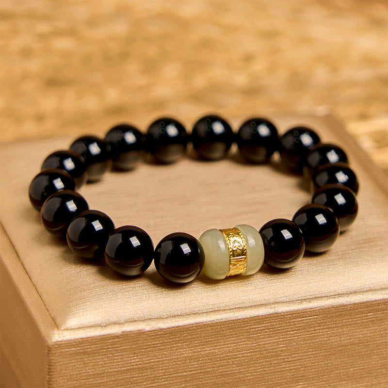 Wear FengShui Natural Black Onyx Jade Support Bracelet