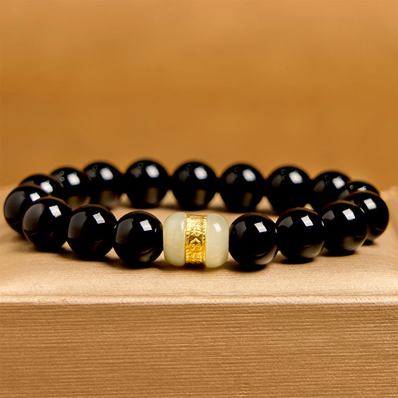 Wear FengShui Natural Black Onyx Jade Support Bracelet