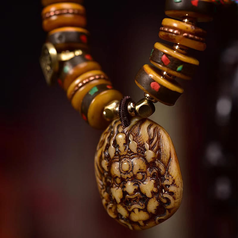 Wear FengShui Tibetan Camel Bone Dice Tassel Protection Bracelet