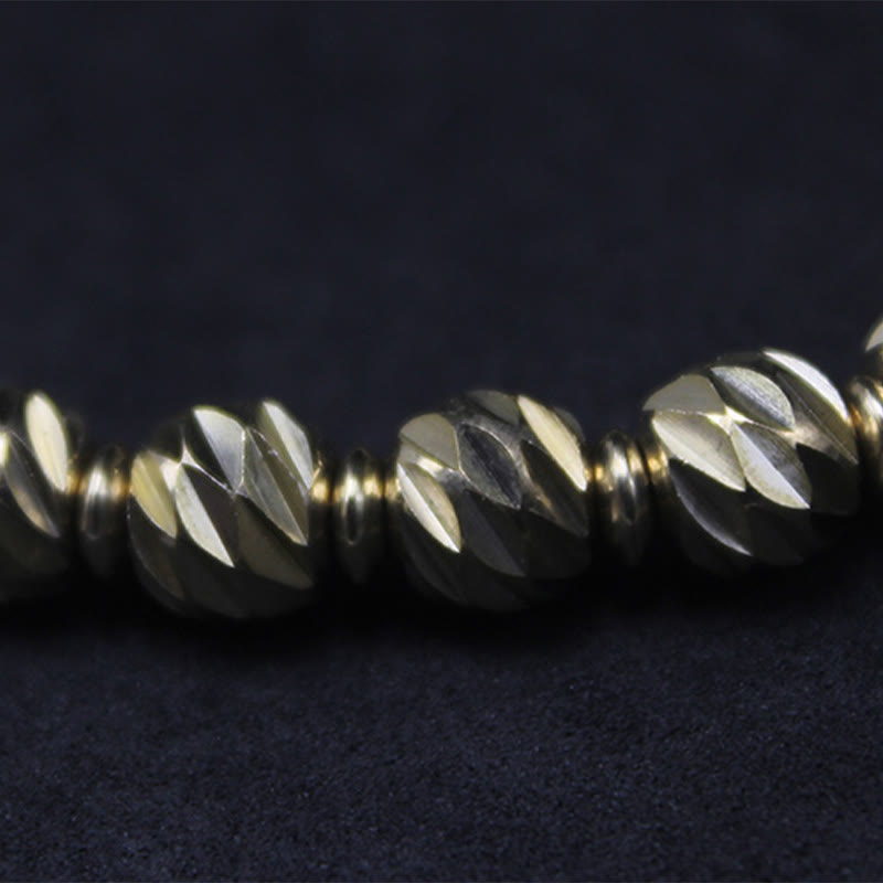 Wear FengShui Vintage Distressed Knife Carving Pattern Copper Brass Beads Wealth Bracelet