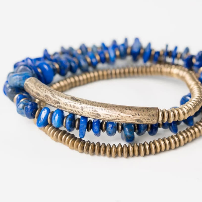 Wear FengShui Irregular Shape Triple Wrap Lazurite Balance Bracelet