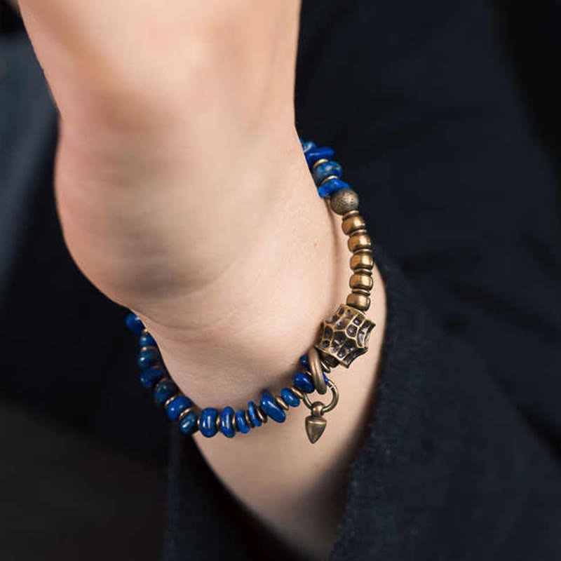 Wear FengShui Vintage Irregular Shape Design Lazurite Positive Bracelet