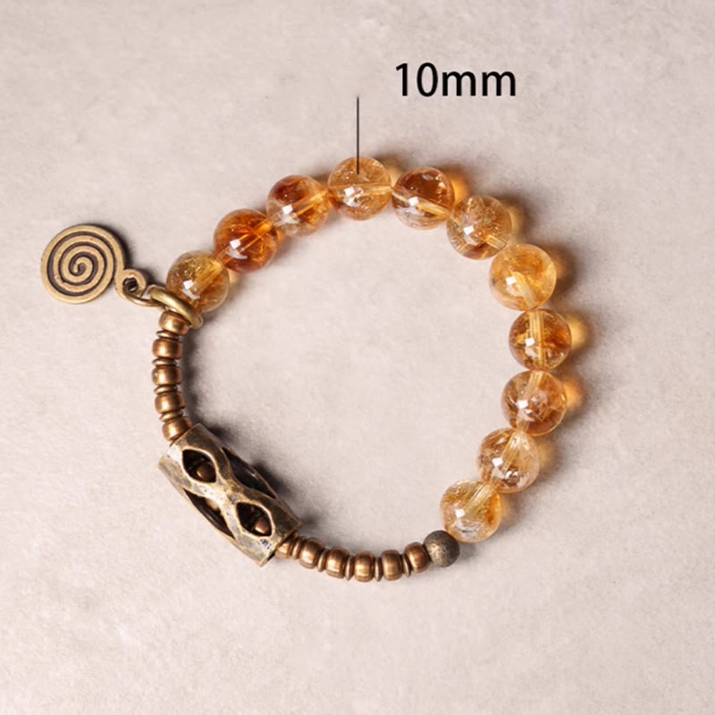Wear FengShui Daily Retro 10mm Citrine Beads Protection Bracelet