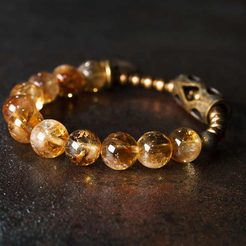 Wear FengShui Daily Retro 10mm Citrine Beads Protection Bracelet
