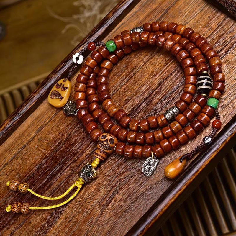 Wear FengShui Tibet 108 Beads Bone Beads Dzi Bead Strength Mala