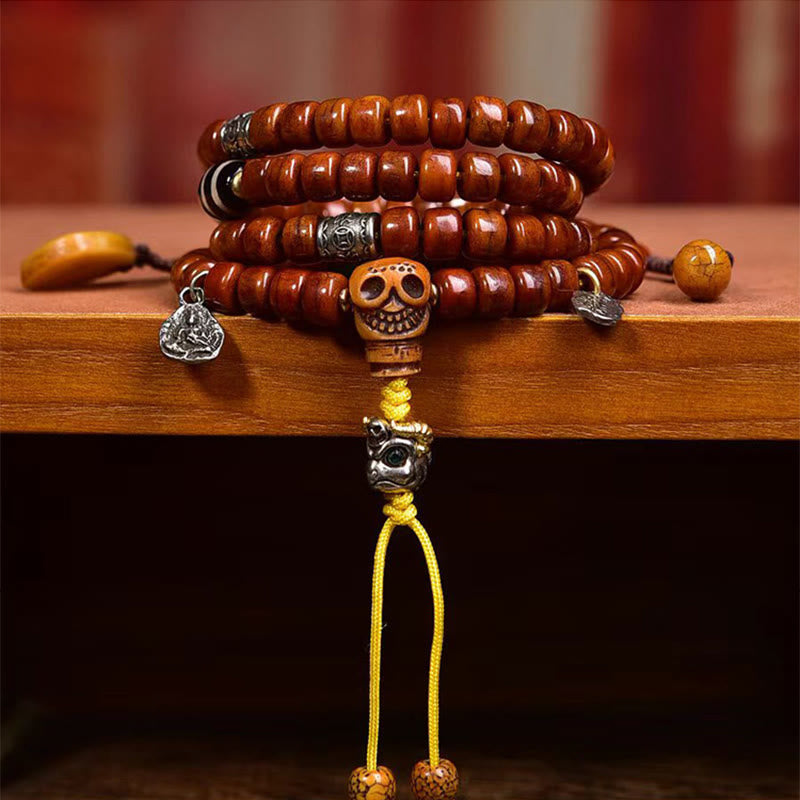 Wear FengShui Tibet 108 Beads Bone Beads Dzi Bead Strength Mala