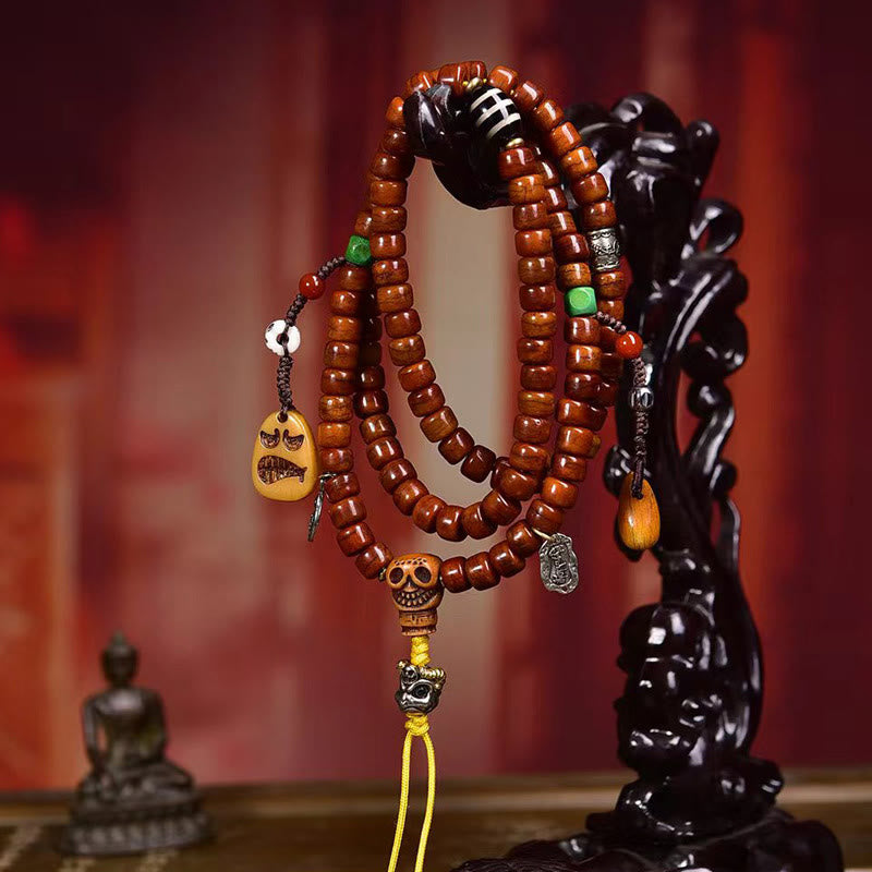 Wear FengShui Tibet 108 Beads Bone Beads Dzi Bead Strength Mala