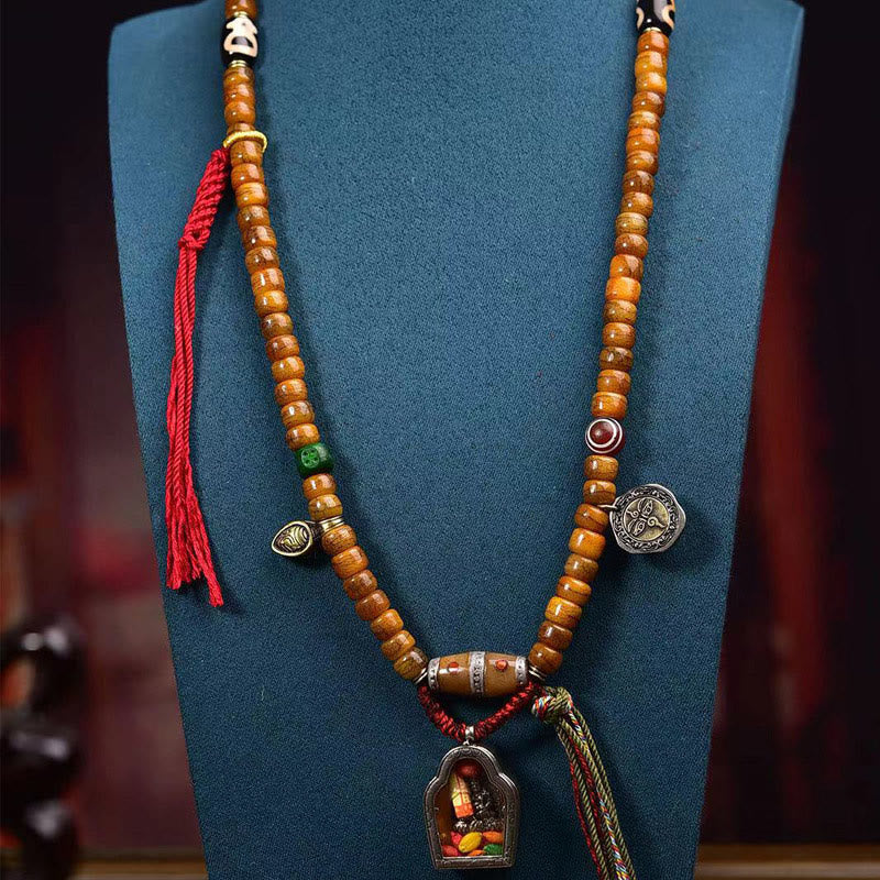 Wear FengShui Tibetan 108 Beads Camel Bone Luck Tassel Mala