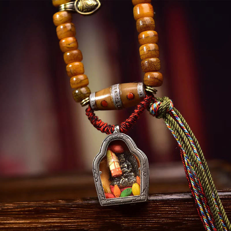 Wear FengShui Tibetan 108 Beads Camel Bone Luck Tassel Mala