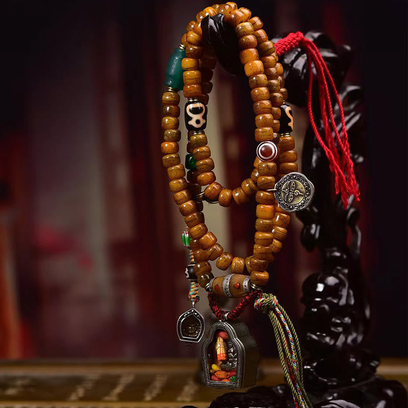 Wear FengShui Tibetan 108 Beads Camel Bone Luck Tassel Mala