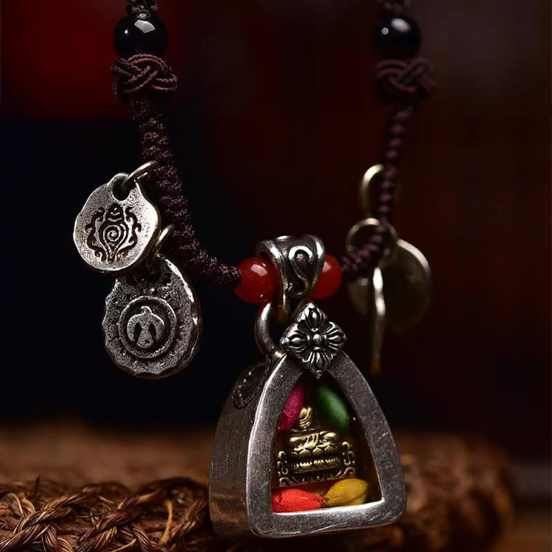 Wear FengShui Tibetan Medicine Buddha Compassion Braided Rope Necklace Pendant