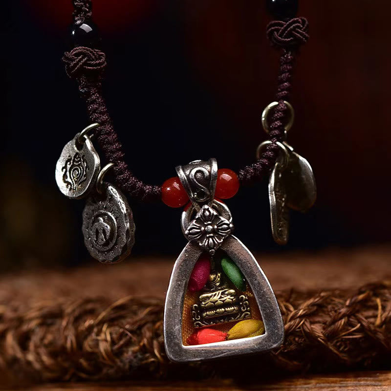 Wear FengShui Tibetan Medicine Buddha Compassion Braided Rope Necklace Pendant