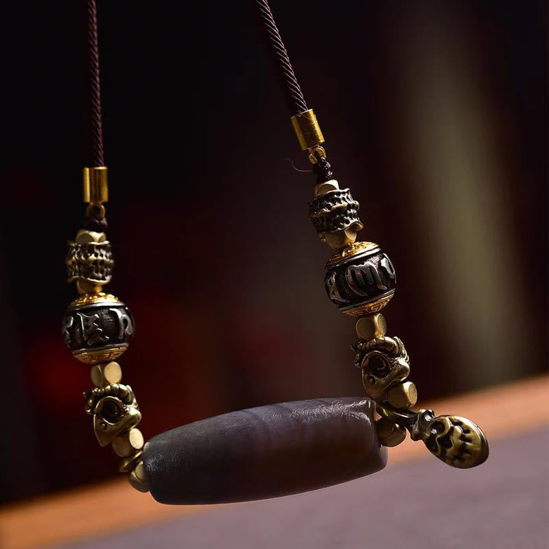 Wear FengShui Tibet Dzi Bead Om Mani Padme Hum Protection Necklace Pendant