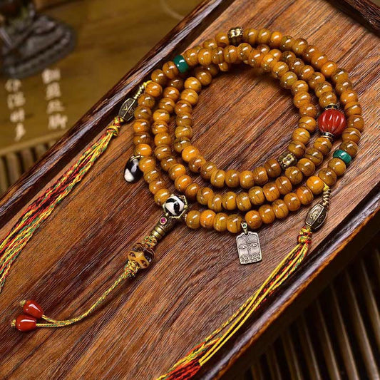Wear FengShui Tibetan 108 Beads Bone Beads Dzi Bead Keep Away Evil Spirits Mala
