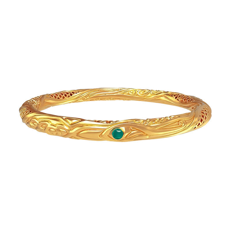 Wear FengShui 999 Sterling Silver Golden Flower Hollow Design Blessing Bracelet Bangle