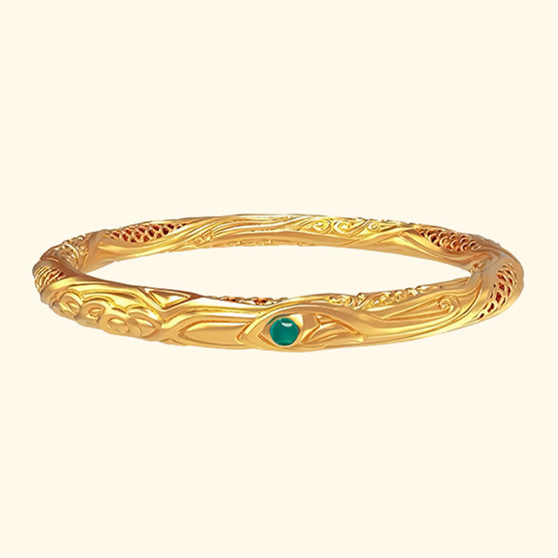 Wear FengShui 999 Sterling Silver Golden Flower Hollow Design Blessing Bracelet Bangle