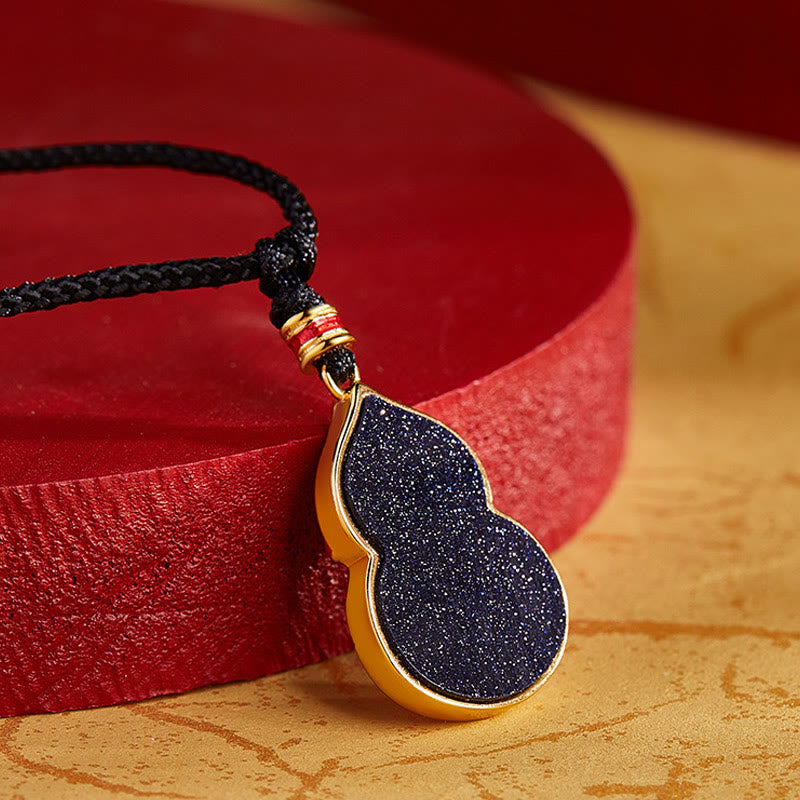 Wear FengShui 925 Sterling Silver Peach Blossom Cat Gourd Pattern Protection Necklace Pendant