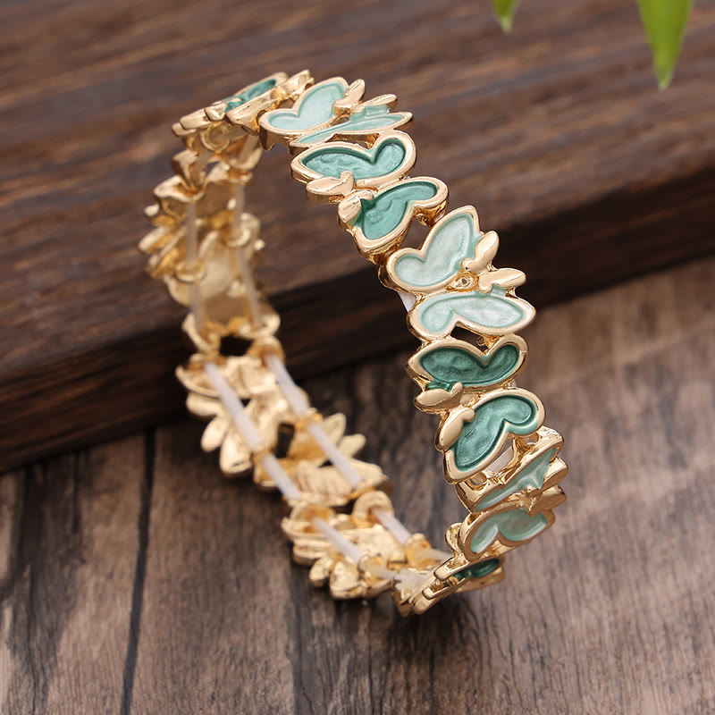 Wear FengShui Colorful Butterfly Freedom Alloy Elastic Bracelet Bangle