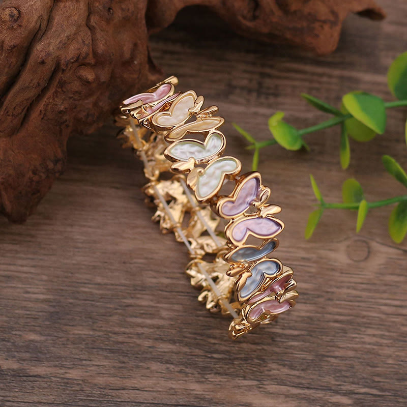 Wear FengShui Colorful Butterfly Freedom Alloy Elastic Bracelet Bangle