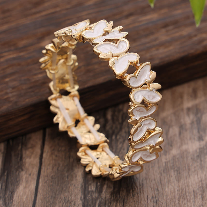 Wear FengShui Colorful Butterfly Freedom Alloy Elastic Bracelet Bangle