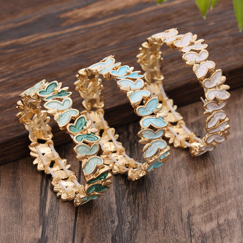 Wear FengShui Colorful Butterfly Freedom Alloy Elastic Bracelet Bangle