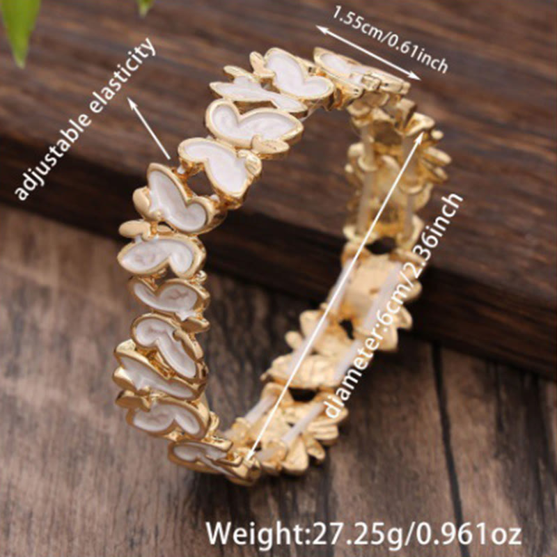 Wear FengShui Colorful Butterfly Freedom Alloy Elastic Bracelet Bangle