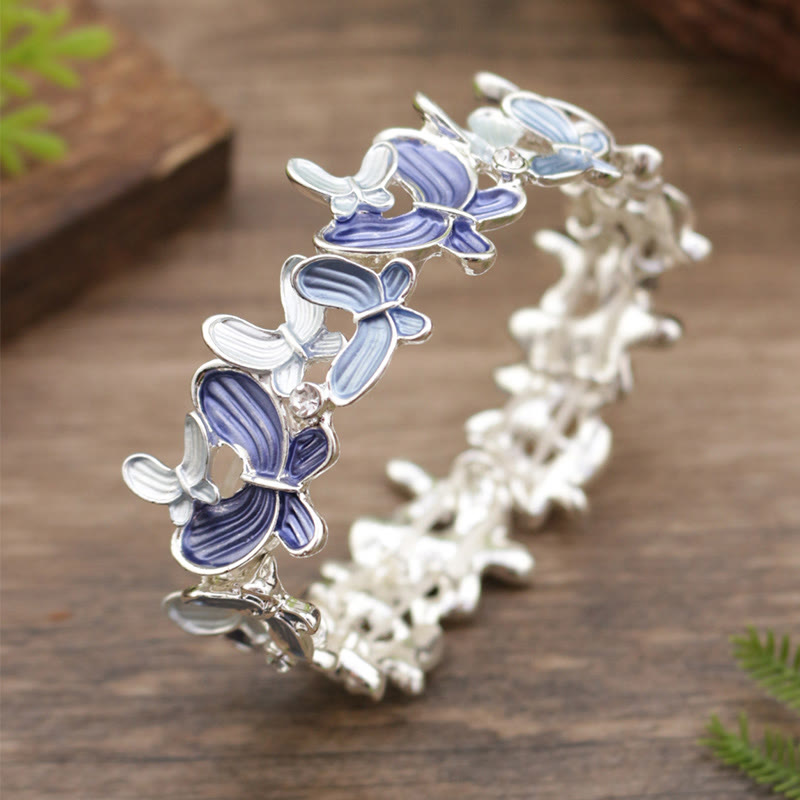 Wear FengShui Colorful Butterfly Love Alloy Elastic Bracelet Bangle