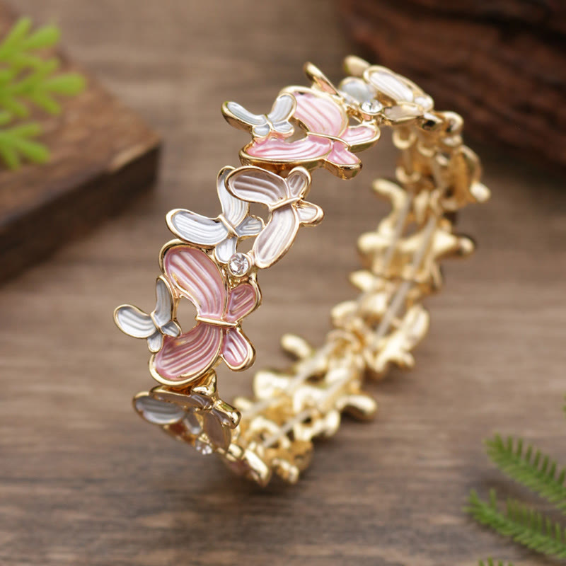 Wear FengShui Colorful Butterfly Love Alloy Elastic Bracelet Bangle