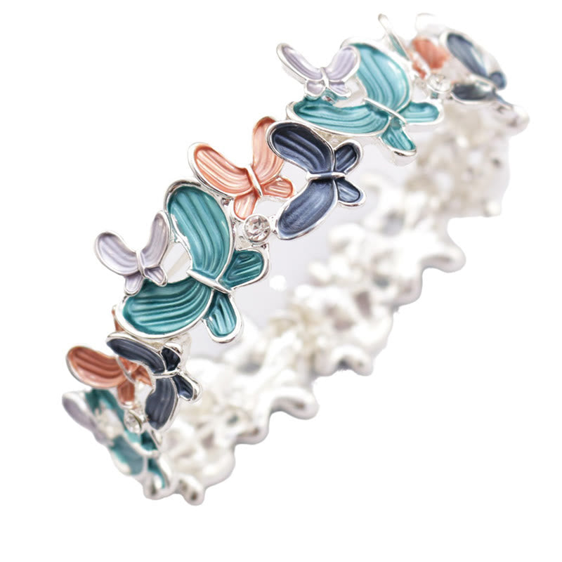 Wear FengShui Colorful Butterfly Love Alloy Elastic Bracelet Bangle