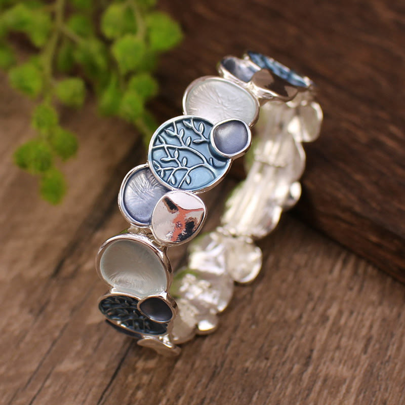 Wear FengShui The Tree Of Life Round Pattern Unity Alloy Elastic Bracelet Bangle