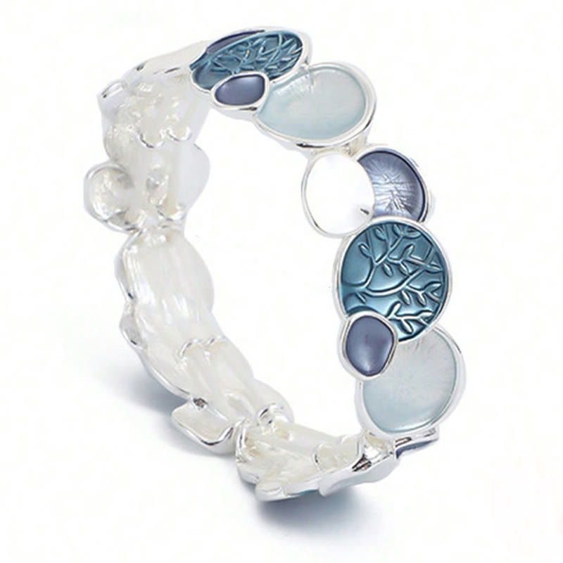 Wear FengShui The Tree Of Life Round Pattern Unity Alloy Elastic Bracelet Bangle